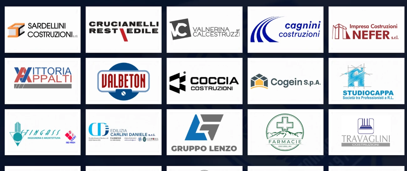La sezione partner del sito del Visso Altonera, con i loghi delle aziende